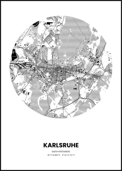 Geographic Maps Karlsruhe weiß