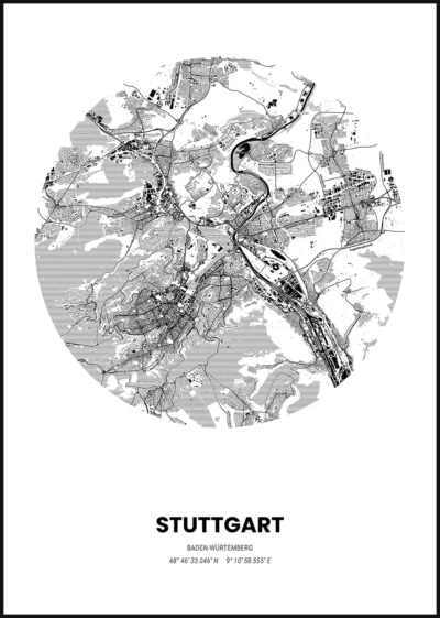 Geographic Maps Stuttgart weiß