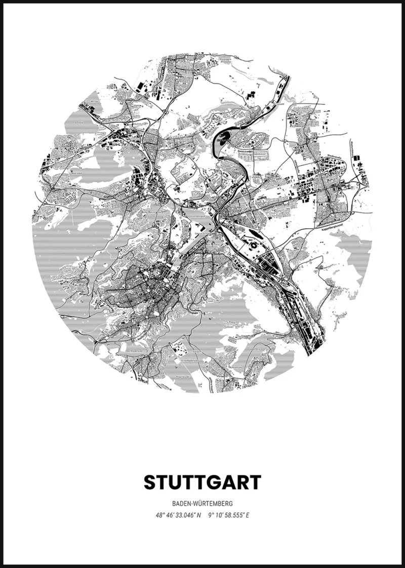 Geographic Maps Stuttgart weiß